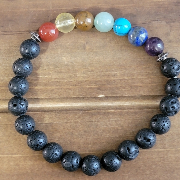 Hand Crafted Jewelry - Hand Crafted Lava Rock Gemstone Bracelet Beaded Women Bohemian Boho Handmade